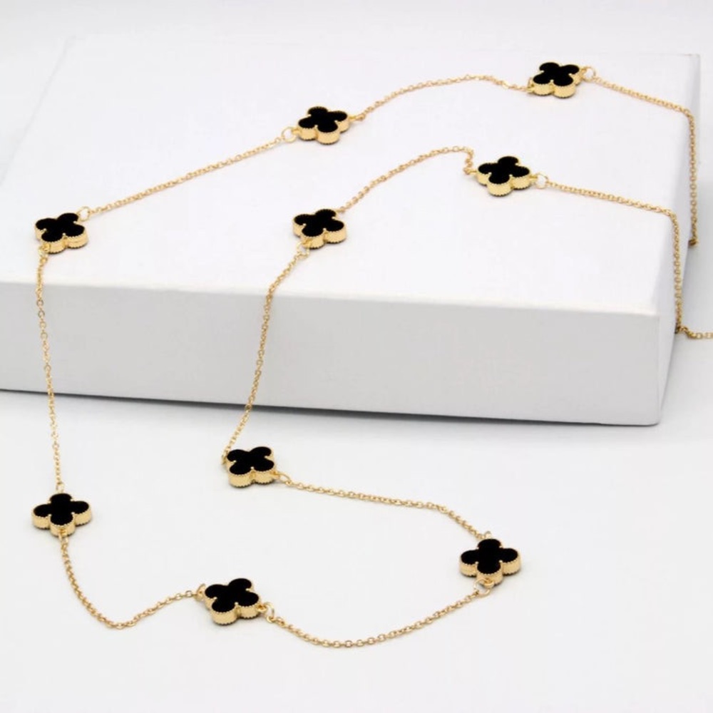 COPY - 18k gold four-leaf clover necklace, female airy acrylic gold plated neck… - Picture 8 of 13